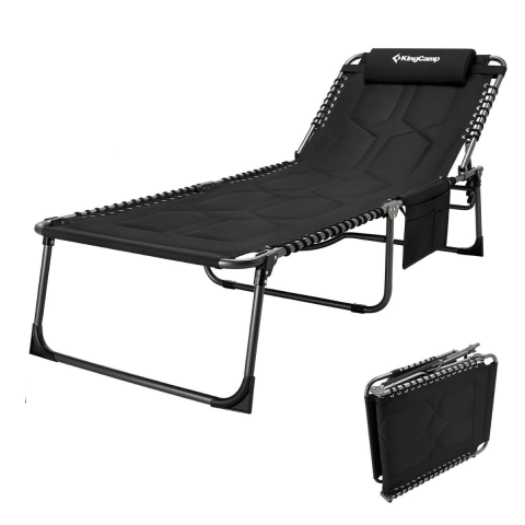 KingCamp Bavaria Cozy Premium 5 Kademeli Katlanır Şezlong Black