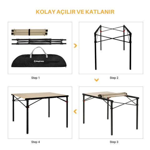 KingCamp Slate XL Alüminyum Katlanır Kamp Masası Wood