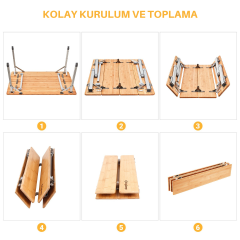 KingCamp Bamboo S 65x50 Bambu Kamp Masası