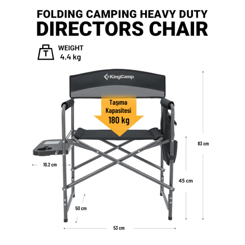 KingCamp Ash Comfort İkili Set Katlanır Kamp Sandalyesi Grey