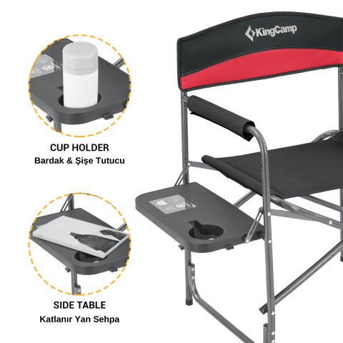 KingCamp Ash Comfort İkili Set Katlanır Kamp Sandalyesi Red