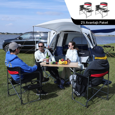 KingCamp Ash Comfort İkili Set Katlanır Kamp Sandalyesi Red