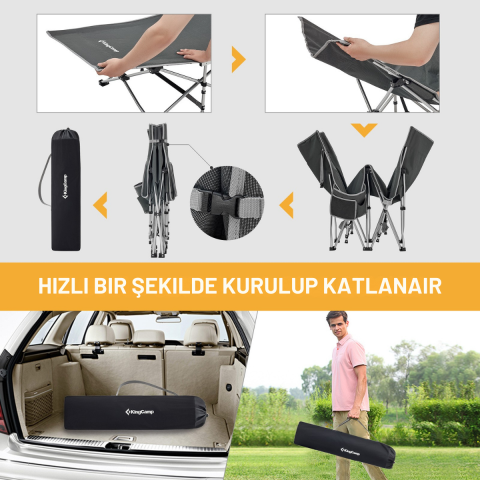 KingCamp Willow Ultra Katlanır Kampet Portatif Kamp Yatağı Grey