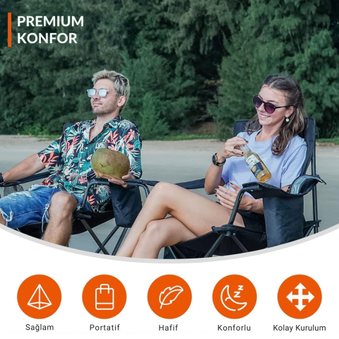 KingCamp Lotus XL Cool Ice Ultra Konforlu & Takviyeli Kamp Sandalyesi Khaki