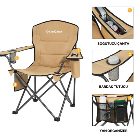 KingCamp Lotus XL Cool Ice Ultra Konforlu & Takviyeli Kamp Sandalyesi Khaki