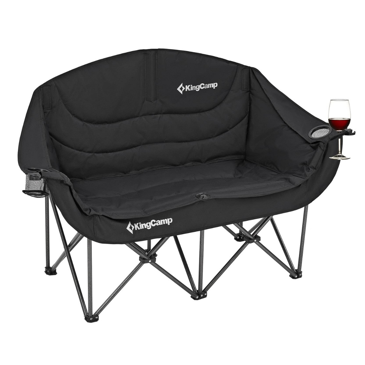 KingCamp Loveseat Double Çift Kişilik Katlanır Kamp Sandalyesi Black