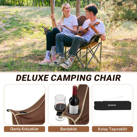 KingCamp Loveseat Double Çift Kişilik Katlanır Kamp Sandalyesi Coffee