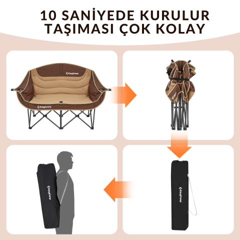 KingCamp Loveseat Double Çift Kişilik Katlanır Kamp Sandalyesi Coffee