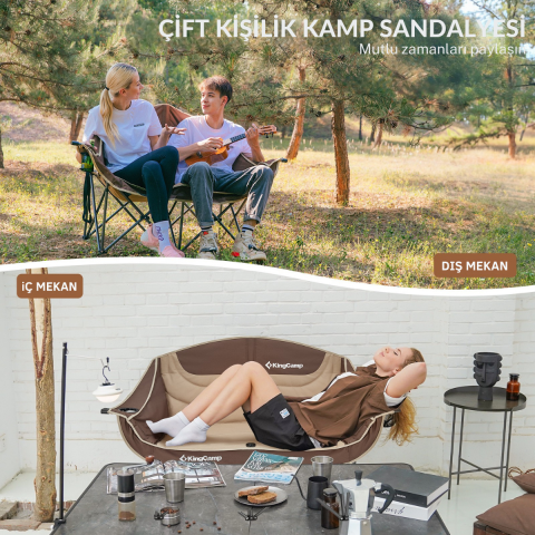 KingCamp Loveseat Double Çift Kişilik Katlanır Kamp Sandalyesi Coffee