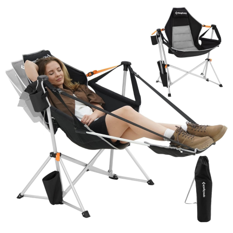 KingCamp Orchid Lux Ayak Dayamalı & Salıncaklı Hamak Kamp Sandalyesi Bl/Grey