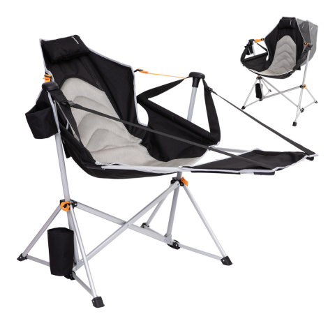 KingCamp Orchid Lux Ayak Dayamalı & Salıncaklı Hamak Kamp Sandalyesi Bl/Grey