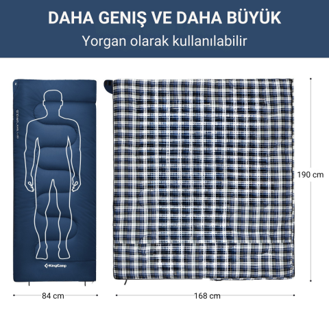 KingCamp Snowflake 400 Ultra -15°C Uyku Tulumu Navy Sol F.