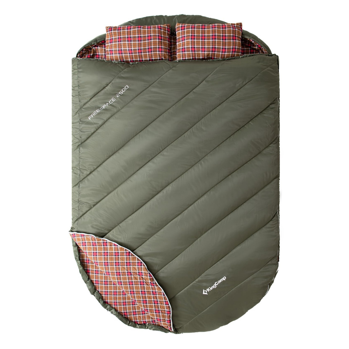 KingCamp FreeSpace 250-D Çift Kişilik Yastıklı Uyku Tulumu Olive