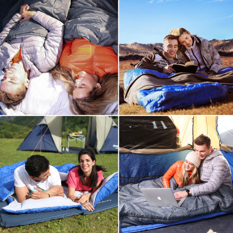 KingCamp Oxygen 250-D Çift Kişilik Yastıklı Uyku Tulumu Blue