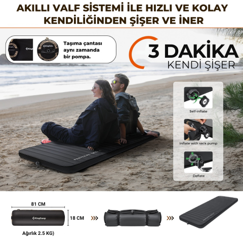 KingCamp Premium Single Şişme Mat R-Değeri 7.5