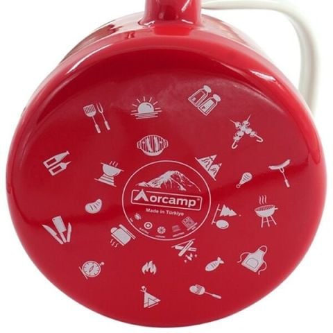 Orcamp Retro Emaye Çaydanlık Demlik Takım Kırmızı