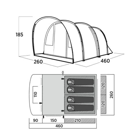 Easy Camp Skarvan 4 Blackroom 12 M² & 4 Kişilik Yüksek Aile Çadırı