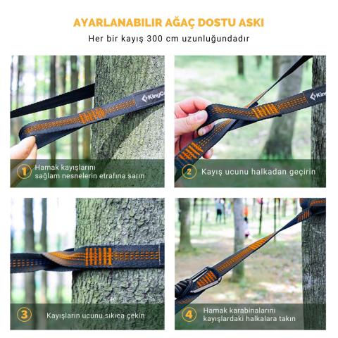 KingCamp Multi-function 3 ü 1 Arada Çift Kişilik Cibinlikli Hamak Blue