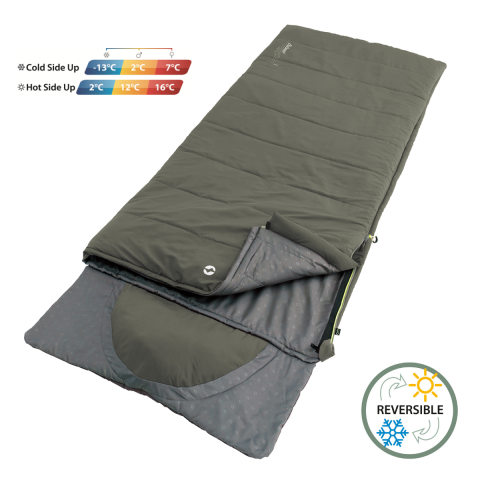Outwell Contour Yazlık & Kışlık Taraflı -13°C Uyku Tulumu Dark Olive Sol