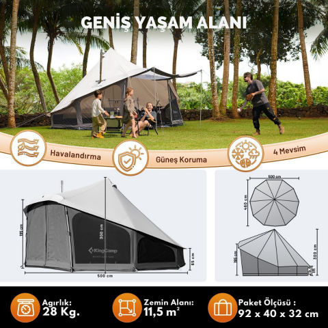 KingCamp KHAN LIGHT 400 Premium 4-6 Kişilik Glamping Çadır