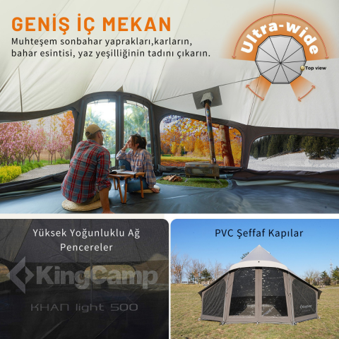 KingCamp KHAN LIGHT 400 Premium 4-6 Kişilik Glamping Çadır