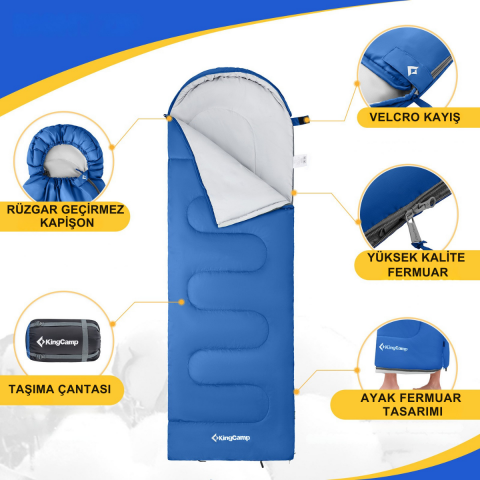 KingCamp Oasis 250 Ultralight Uyku Tulumu Blue Sol F.