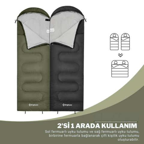 KingCamp Oasis 250 Ultralight Uyku Tulumu Olive Sol F.