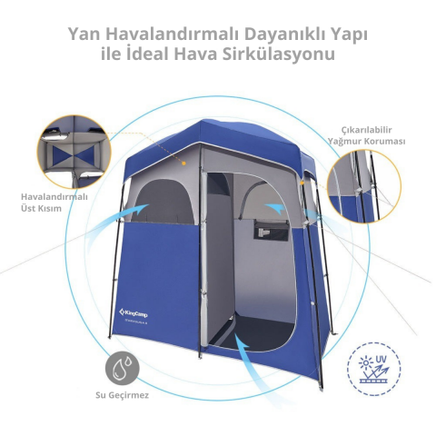 KingCamp Marasusa II Double Çiftli Duş ve Tuvalet Çadırı Blue