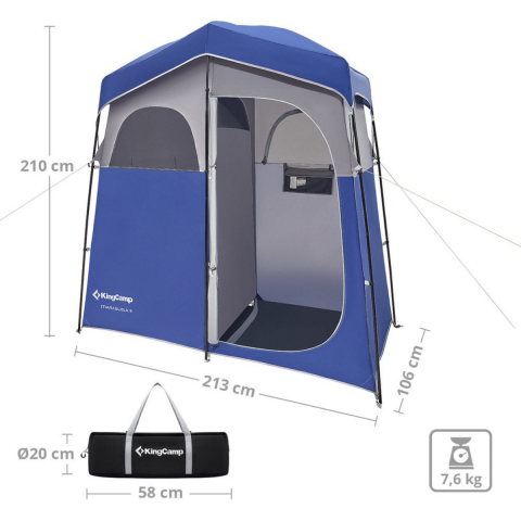 KingCamp Marasusa II Double Çiftli Duş ve Tuvalet Çadırı Blue