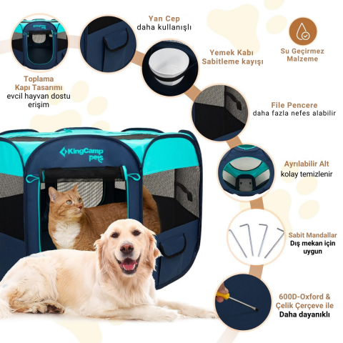 KingCamp PETS Ancona M Portatif Köpek Çadırı Blue