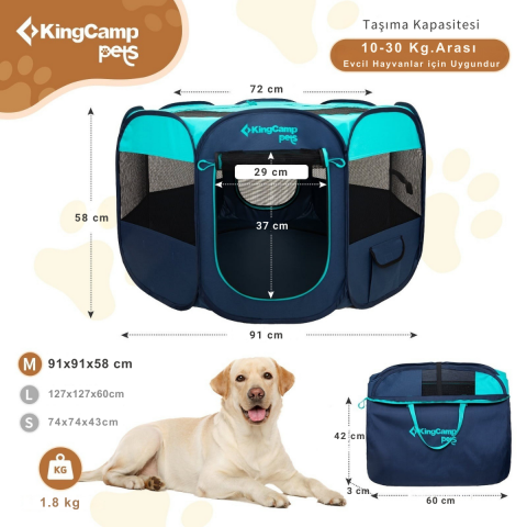 KingCamp PETS Ancona M Portatif Köpek Çadırı Blue