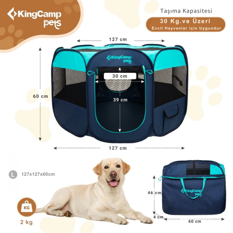 KingCamp PETS Ancona L Portatif Köpek Çadırı Blue