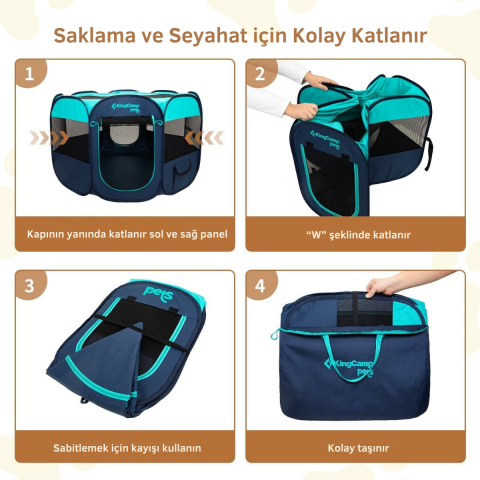 KingCamp PETS Ancona L Portatif Köpek Çadırı Blue