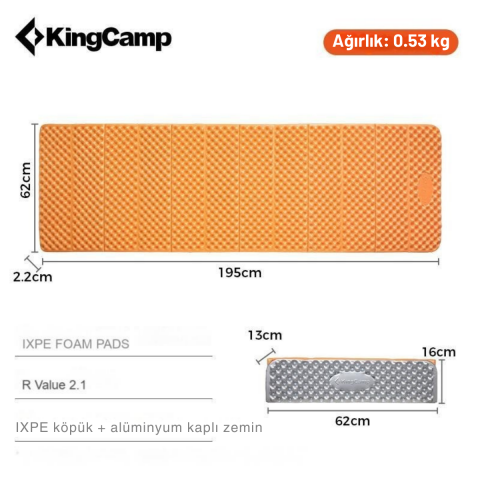 KingCamp Ultralight IXPE Yalıtımlı Z Mat R Değeri 2,1 Orange