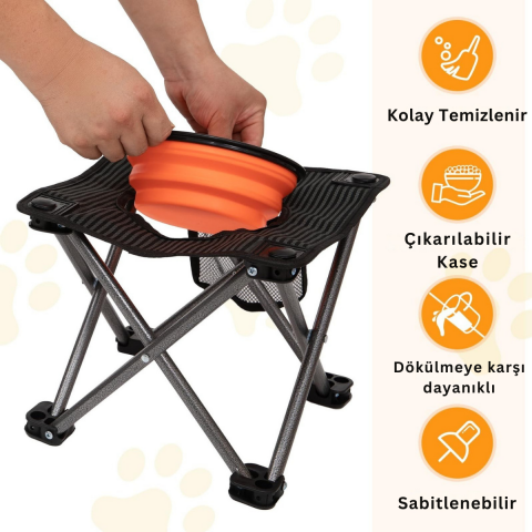 KingCamp Pets Portatif Yükseltilmiş Köpek Mama ve Su Kabı