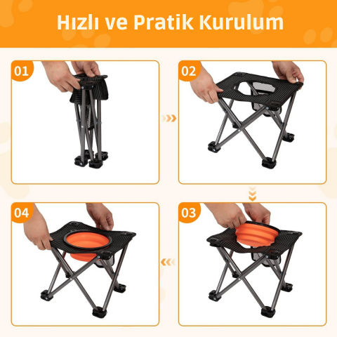 KingCamp Pets Portatif Yükseltilmiş Köpek Mama ve Su Kabı