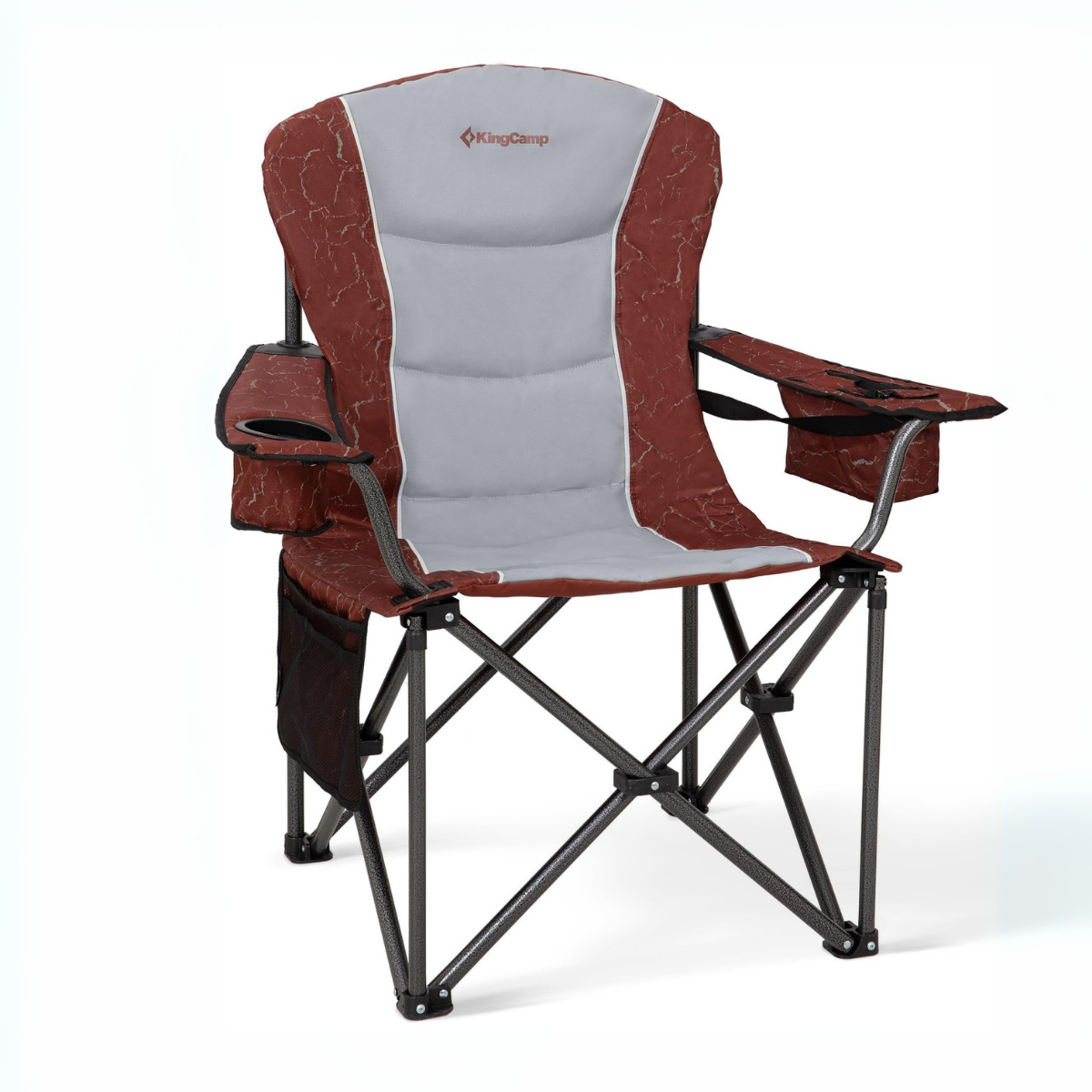 KingCamp Juniper Bel Destekli Ultra Konforlu XL Kamp Sandalyesi Red/Grey