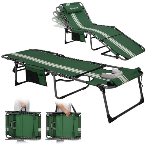 KingCamp Magnolia B10 Hands-Free Premium 7 Kademeli Katlanır Şezlong Green/Wht