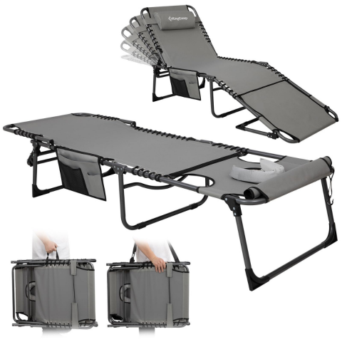 KingCamp Magnolia B10 Hands-Free Premium 7 Kademeli Katlanır Şezlong Grey
