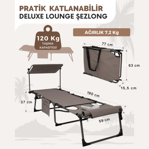 KingCamp Magnolia B10 Plus Hands-Free Premium 7 Kademeli Katlanır Şezlong Beige