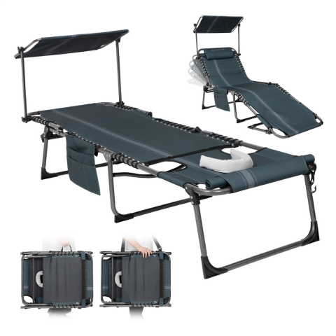 KingCamp Magnolia B10 Plus Hands-Free Premium 7 Kademeli Katlanır Şezlong Blue/Grey