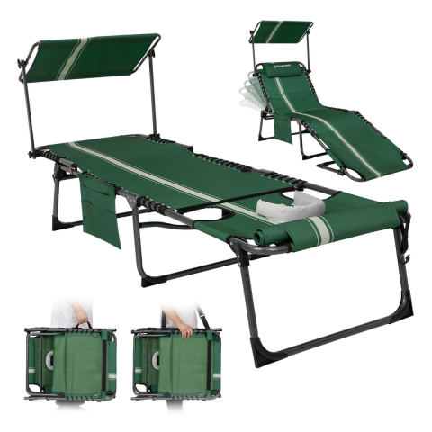 KingCamp Magnolia B10 Plus Hands-Free Premium 7 Kademeli Katlanır Şezlong Green/White