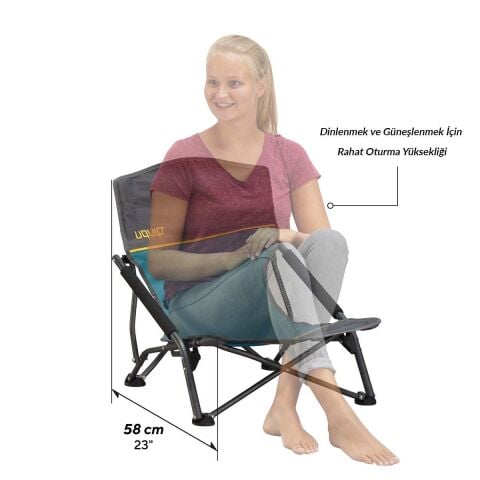 Uquip Set Sandy Konforlu & Takviyeli Katlanır Plaj ve Kamp Sandalyesi 2'li Set