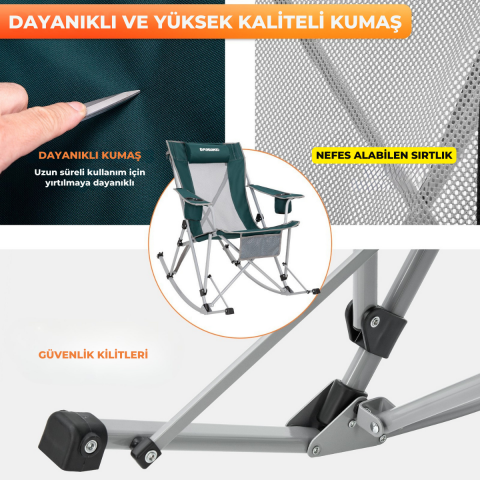Fundango Roching Sallanan Katlanır Kamp Sandalyesi Green Grey