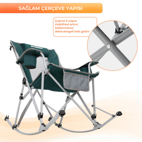 Fundango Roching Sallanan Katlanır Kamp Sandalyesi Green Grey