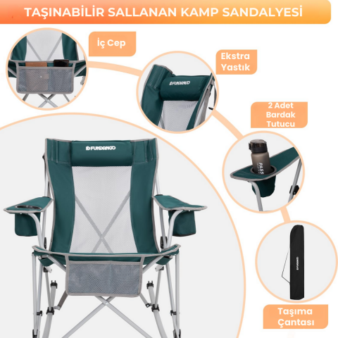 Fundango Roching Sallanan Katlanır Kamp Sandalyesi Green Grey