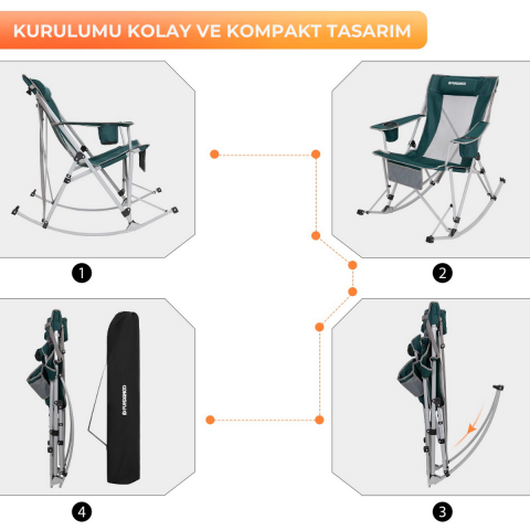 Fundango Roching Sallanan Katlanır Kamp Sandalyesi Green Grey