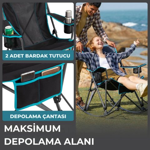 Fundango Berlin Classic Chair Plus Sallanan Katlanır Kamp Sandalyesi Blk/Grey