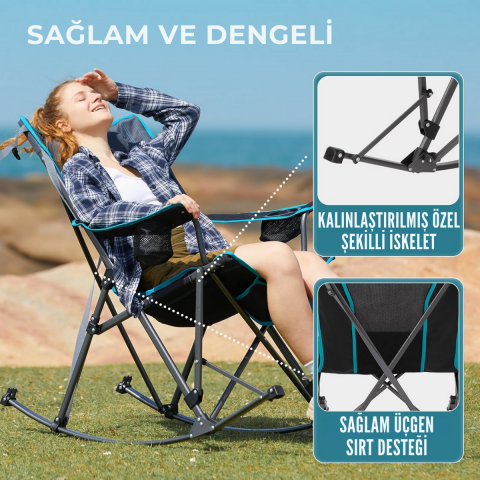 Fundango Berlin Classic Chair Plus Sallanan Katlanır Kamp Sandalyesi Blk/Grey