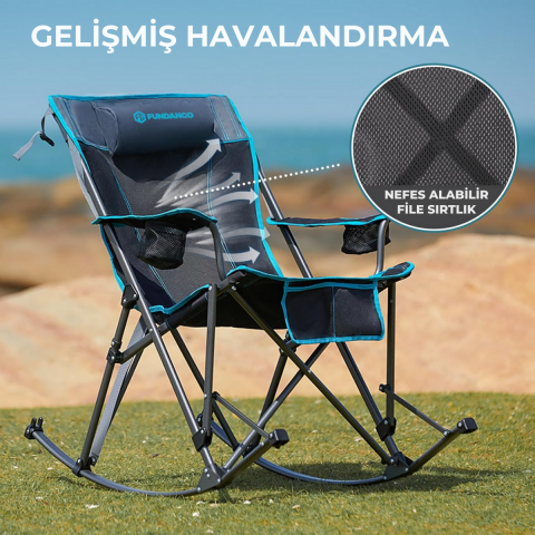 Fundango Berlin Classic Chair Plus Sallanan Katlanır Kamp Sandalyesi Blk/Grey